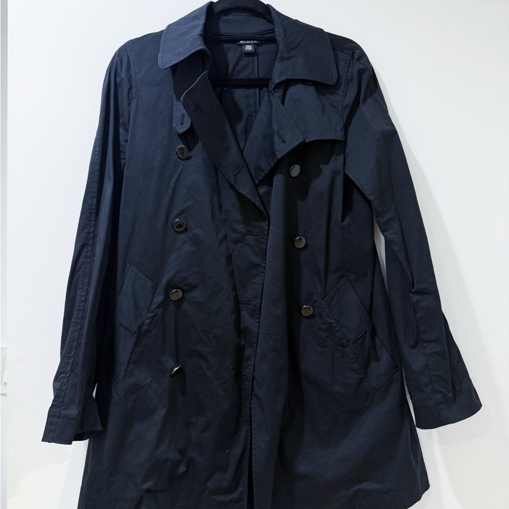DKNY Cotton Black Trench Coat